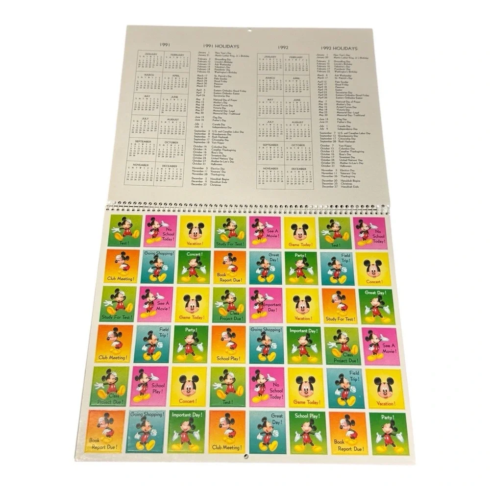 Disney Mickey Mouse Calendar 1991 With Stickers Carlton‎ Greetings